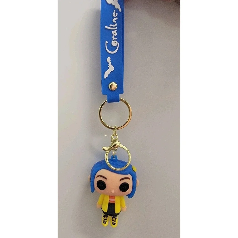 NEW Coraline & Beldam Keychain Charm 3D Silicone Button Eyes Or Purse Charm 2 Pc